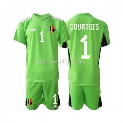 Camisola Bélgica Courtois 1 Guarda-redes Criança Equipamento Primeiro 2021-2022 Manga Curta